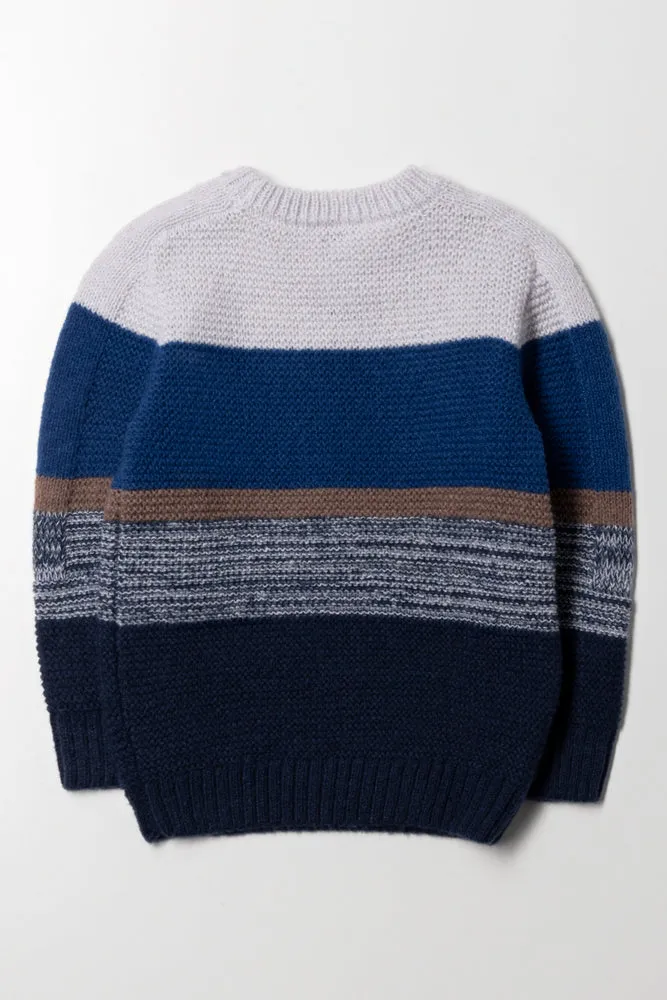 Crew Neck Jersey Blue & Natural