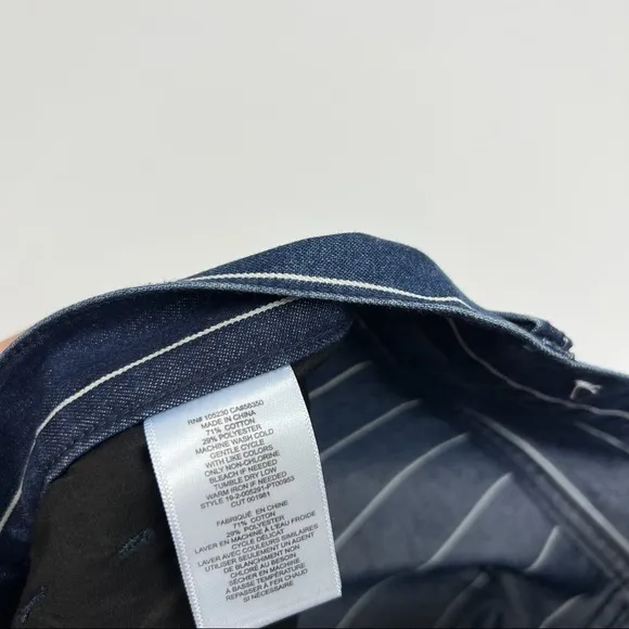 Current/Elliott Indigo Striped High Rise Vintage Cropped Slim Jeans