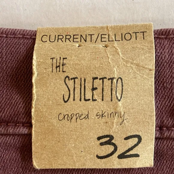 Current/Elliott NWT Plus Size 32 The Stiletto Vintage Burgundy Ankle Jeans: 3127