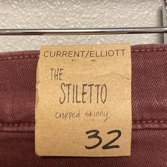 Current/Elliott NWT Plus Size 32 The Stiletto Vintage Burgundy Ankle Jeans: 3127