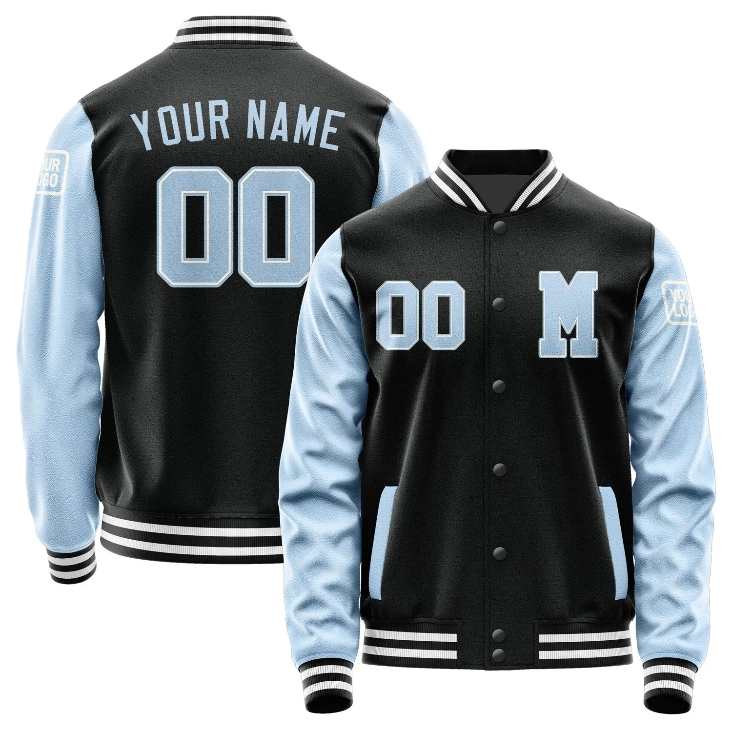 Custom Black Light Blue Jacket