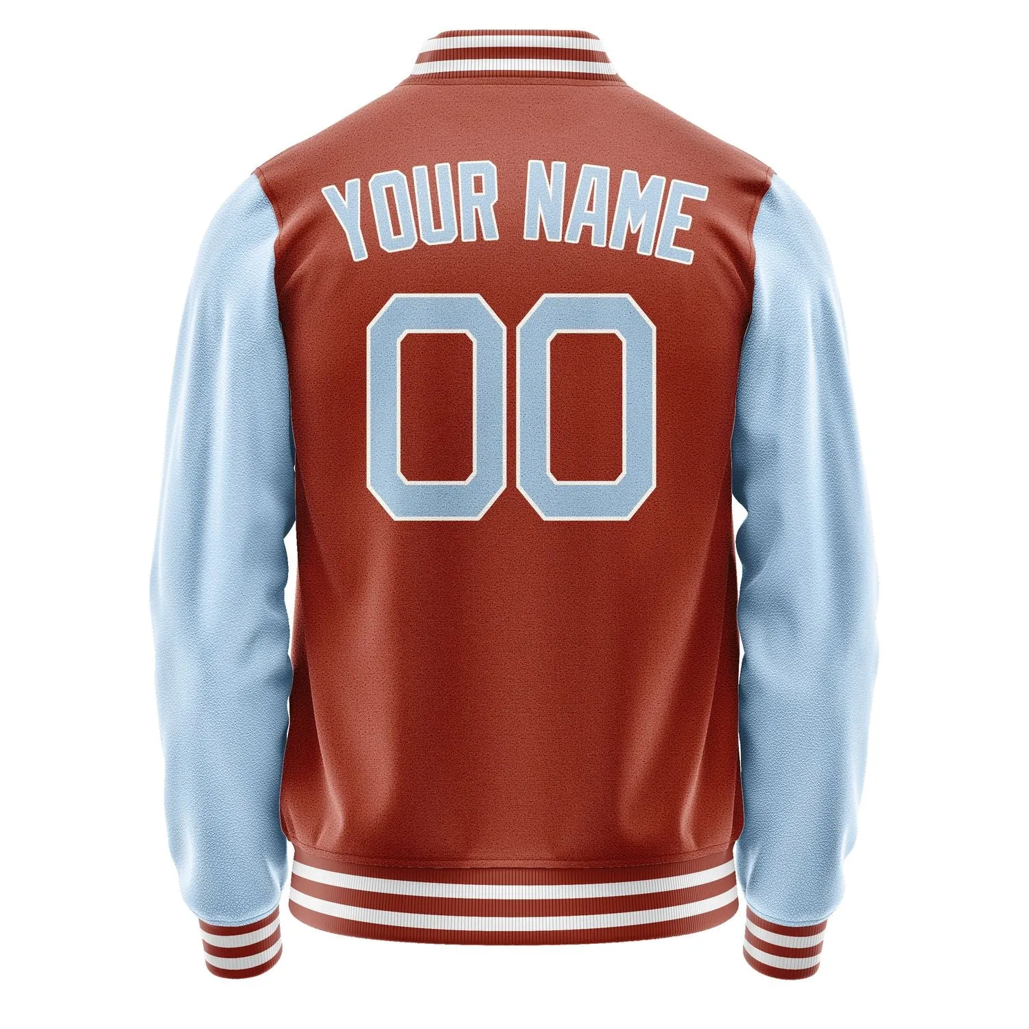 Custom Coral Red Light Blue Jacket