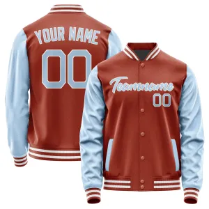 Custom Coral Red Light Blue Jacket