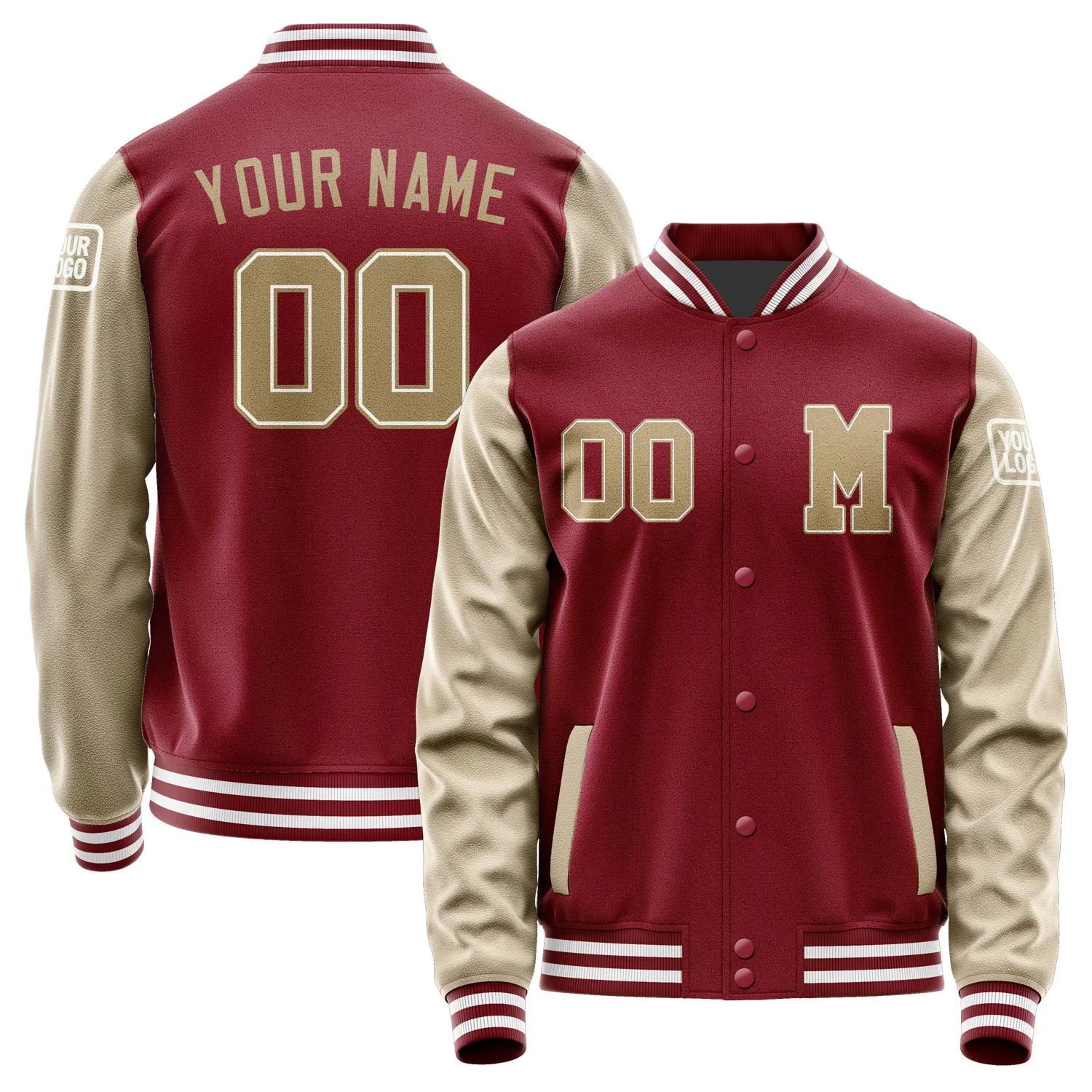 Custom Crimson Red Light Khaki Jacket