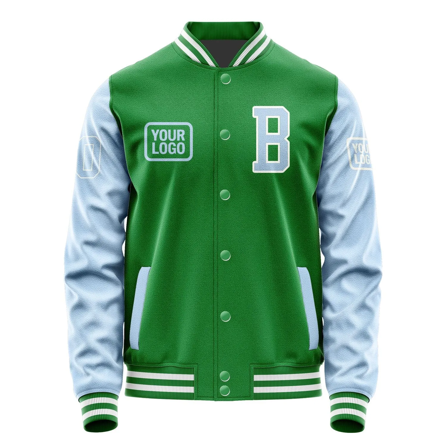 Custom Emerald Green Light Blue Jacket