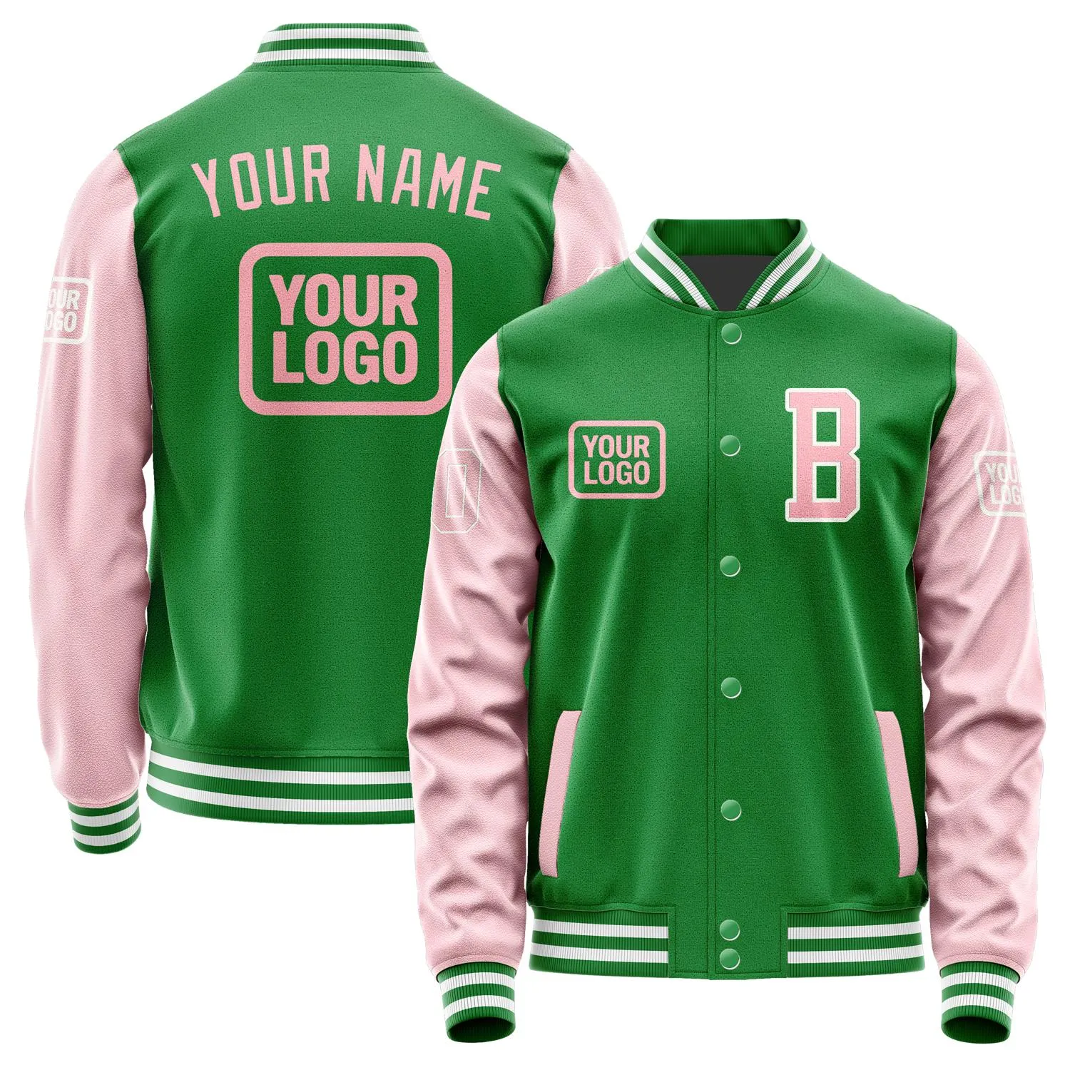 Custom Emerald Green Light Pink Jacket