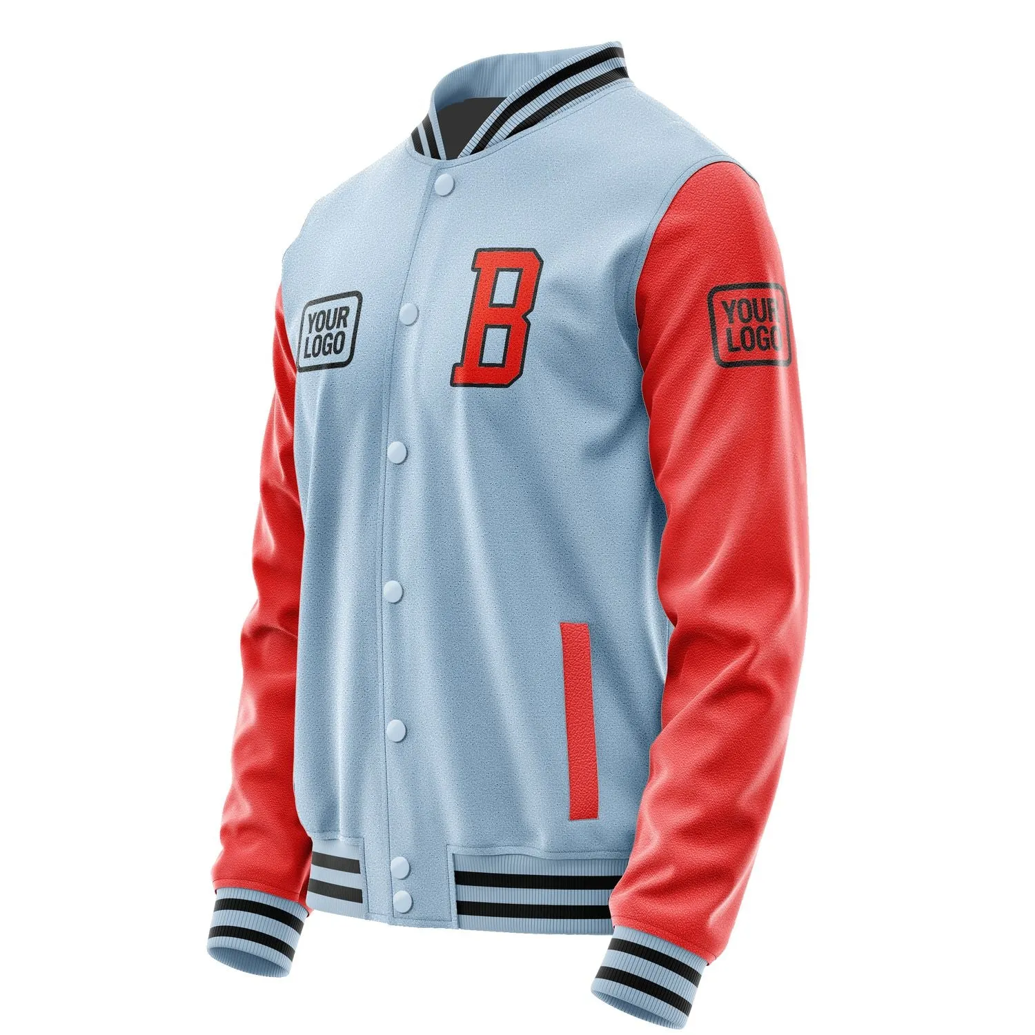 Custom Light Blue Orange Red Jacket
