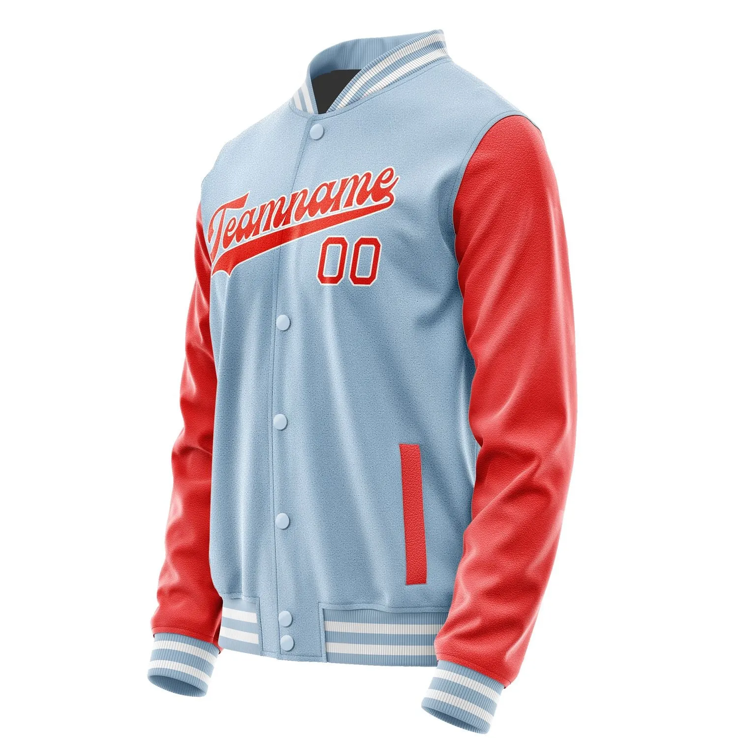 Custom Light Blue Orange Red Jacket