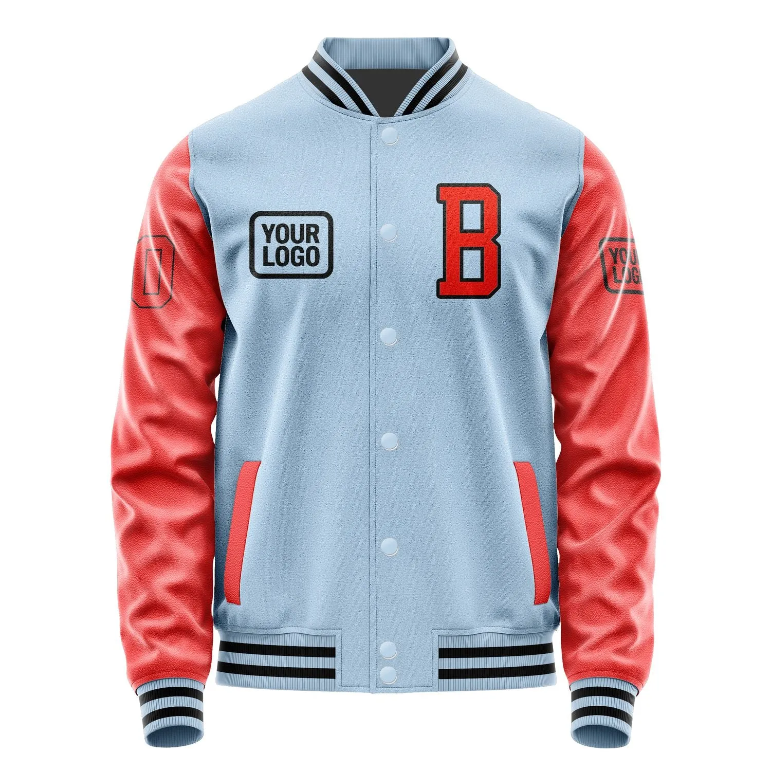 Custom Light Blue Orange Red Jacket