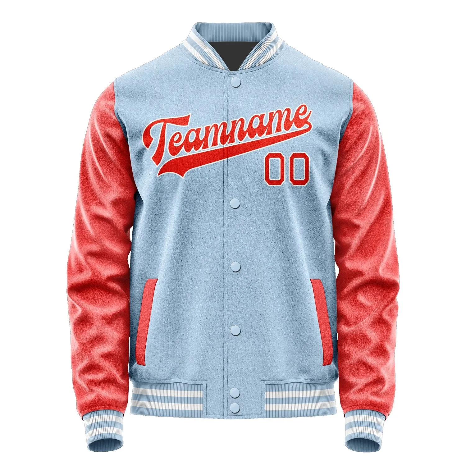 Custom Light Blue Orange Red Jacket
