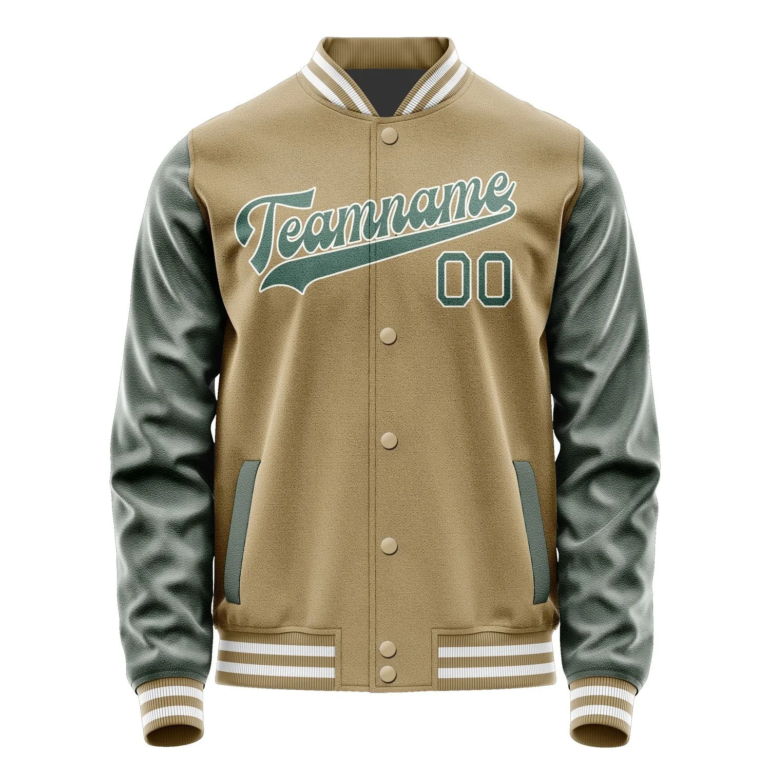 Custom Light Khaki Blue Green Jacket