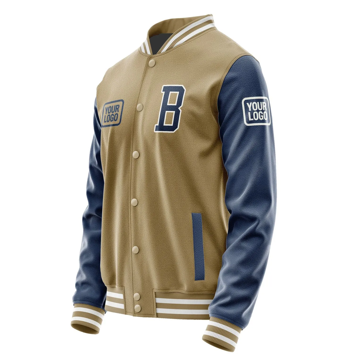 Custom Light Khaki Blue Jacket