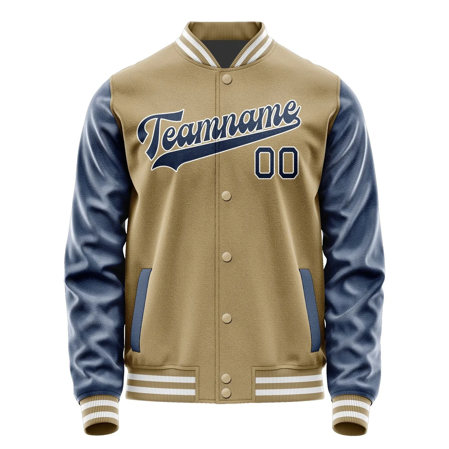 Custom Light Khaki Blue Jacket
