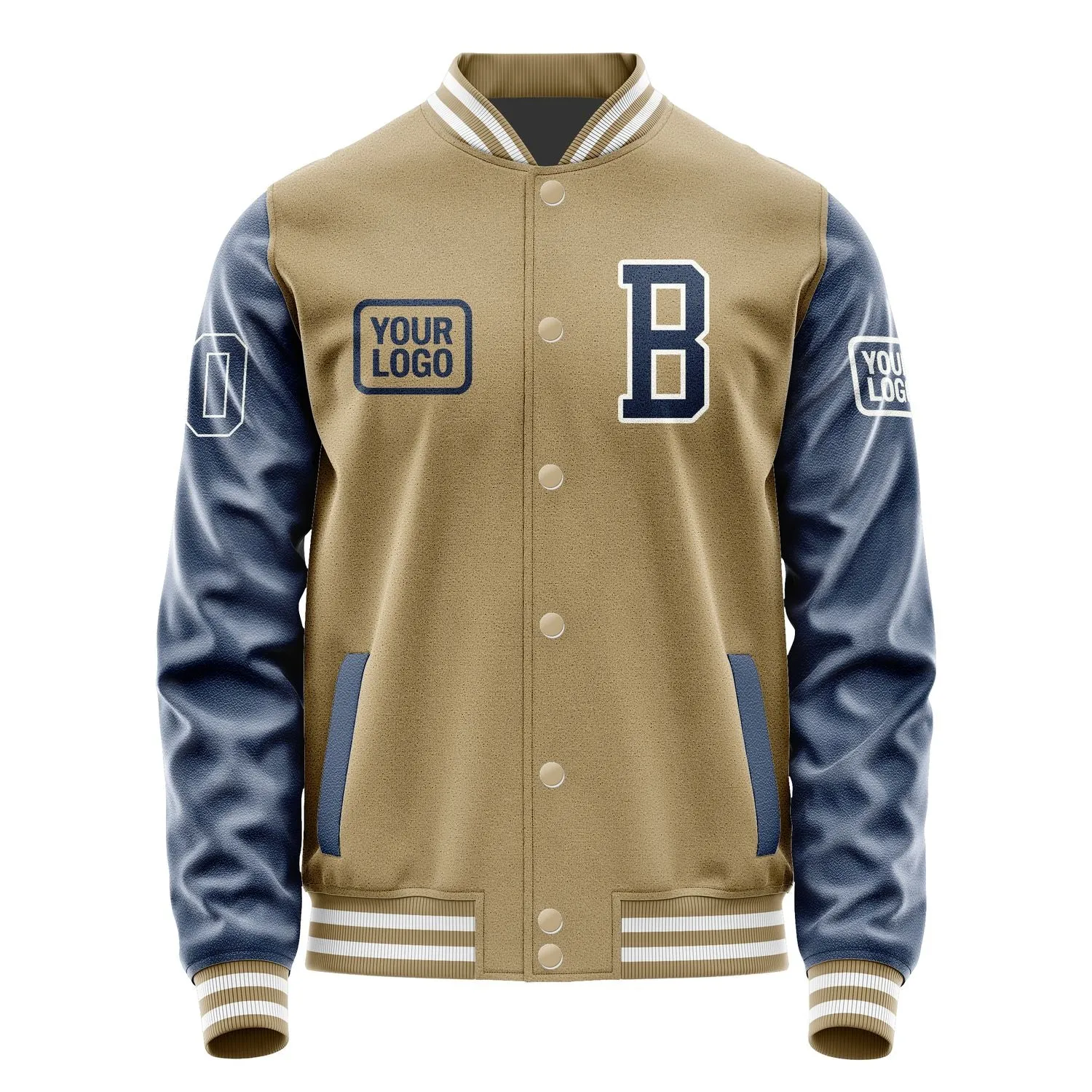 Custom Light Khaki Blue Jacket