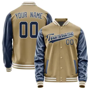 Custom Light Khaki Blue Jacket