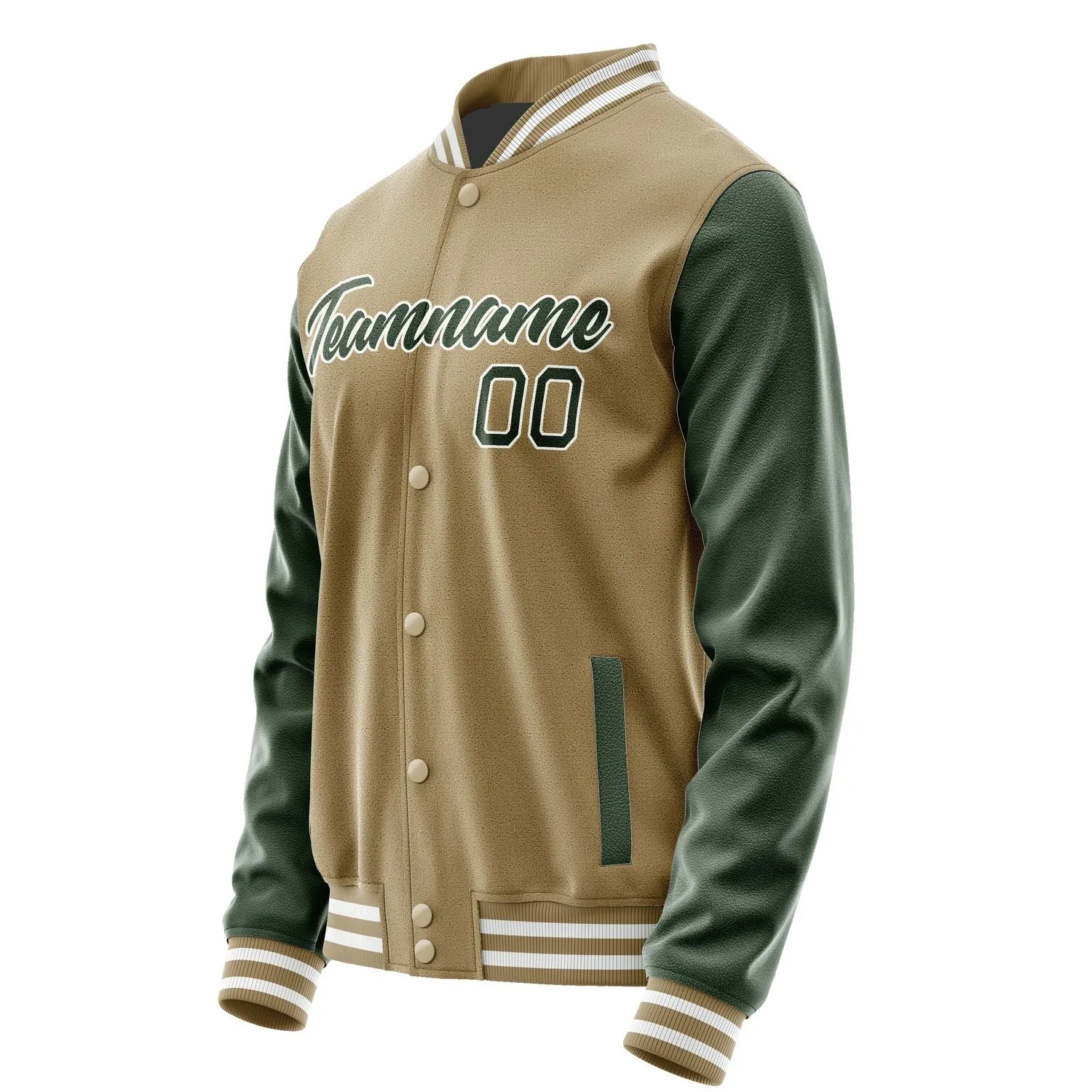 Custom Light Khaki Dark Green Jacket