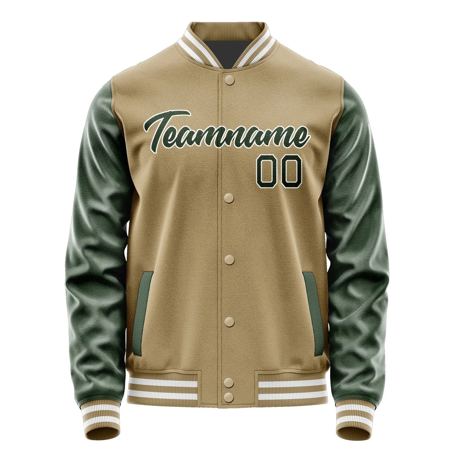Custom Light Khaki Dark Green Jacket