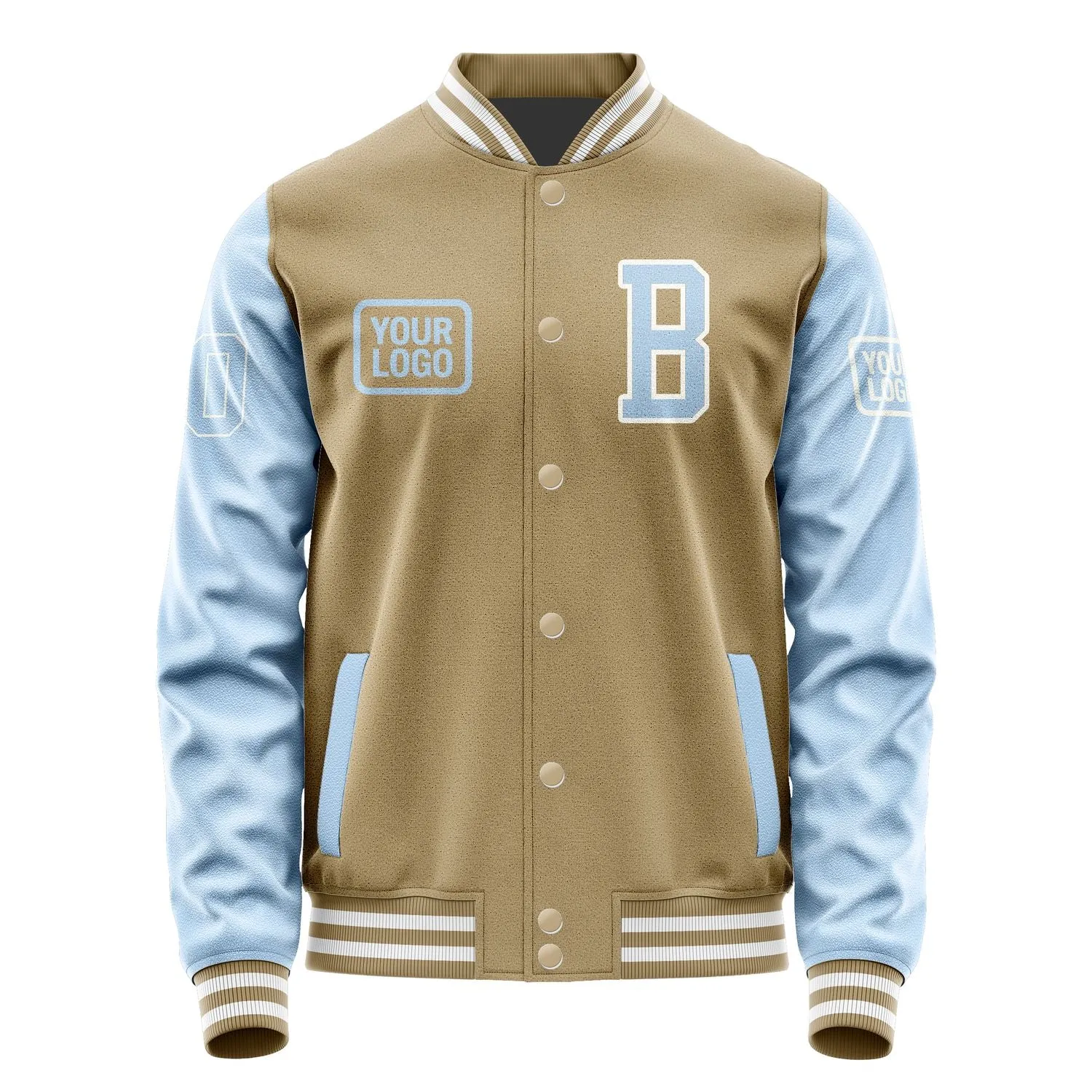 Custom Light Khaki Light Blue Jacket
