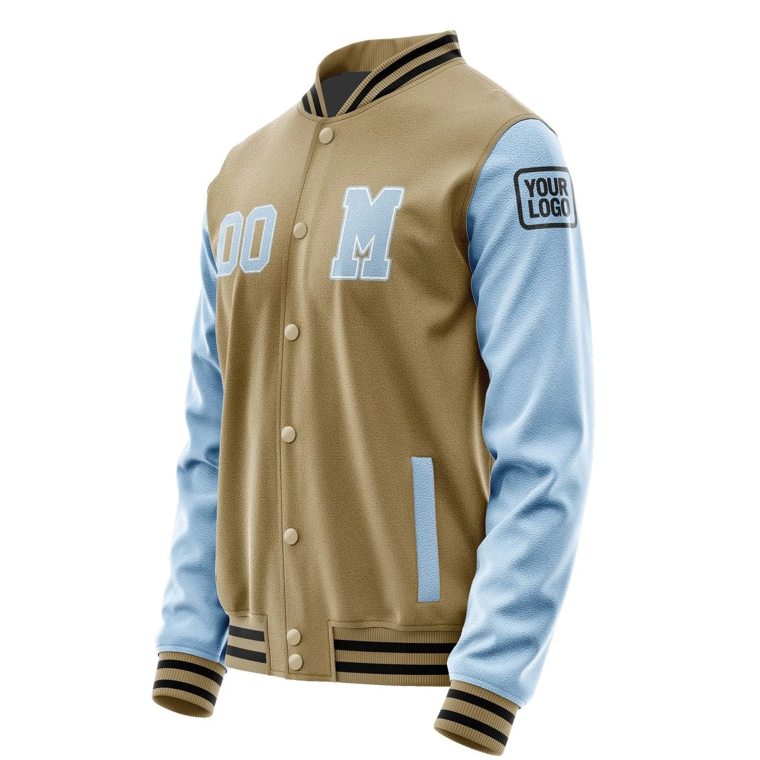 Custom Light Khaki Light Blue Jacket