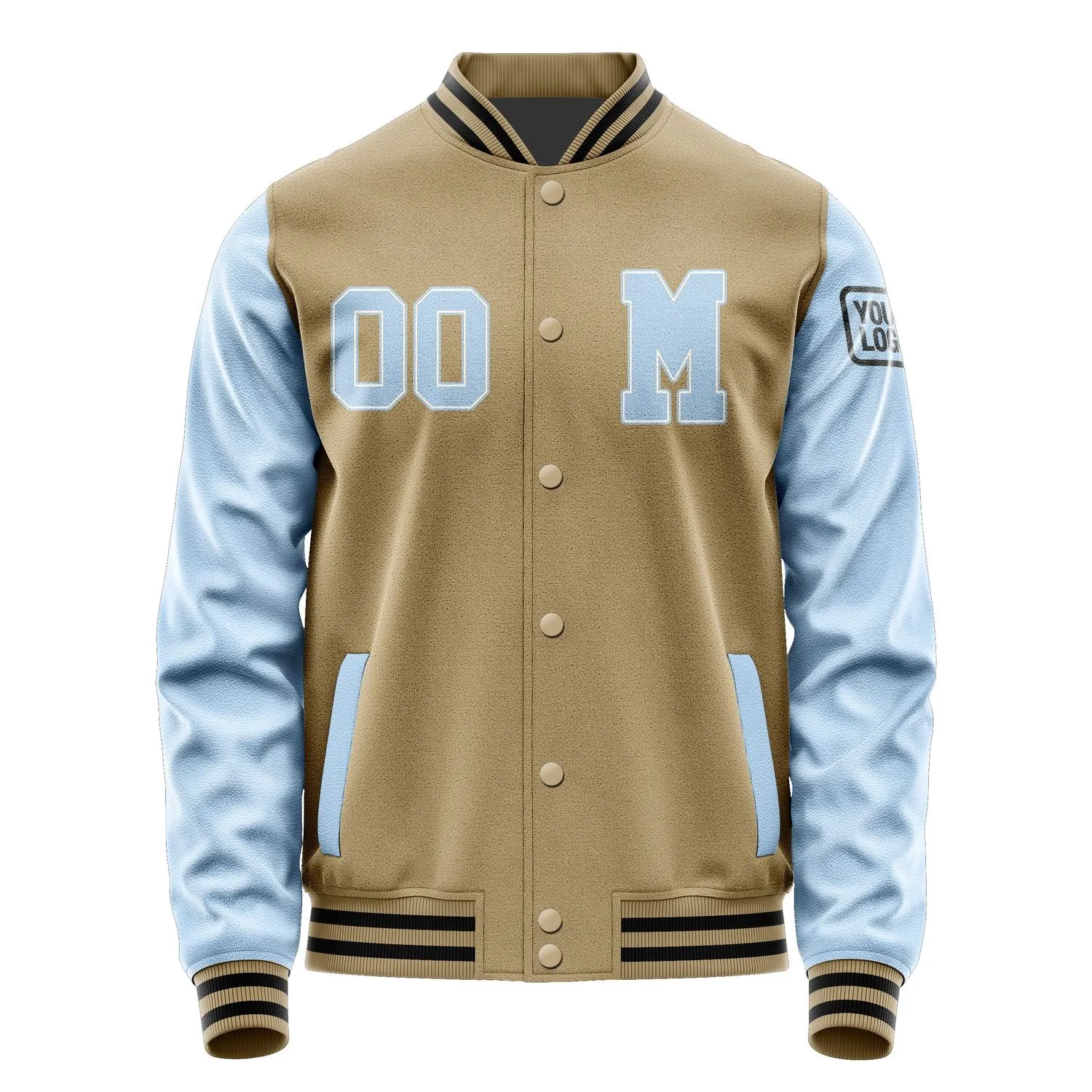 Custom Light Khaki Light Blue Jacket