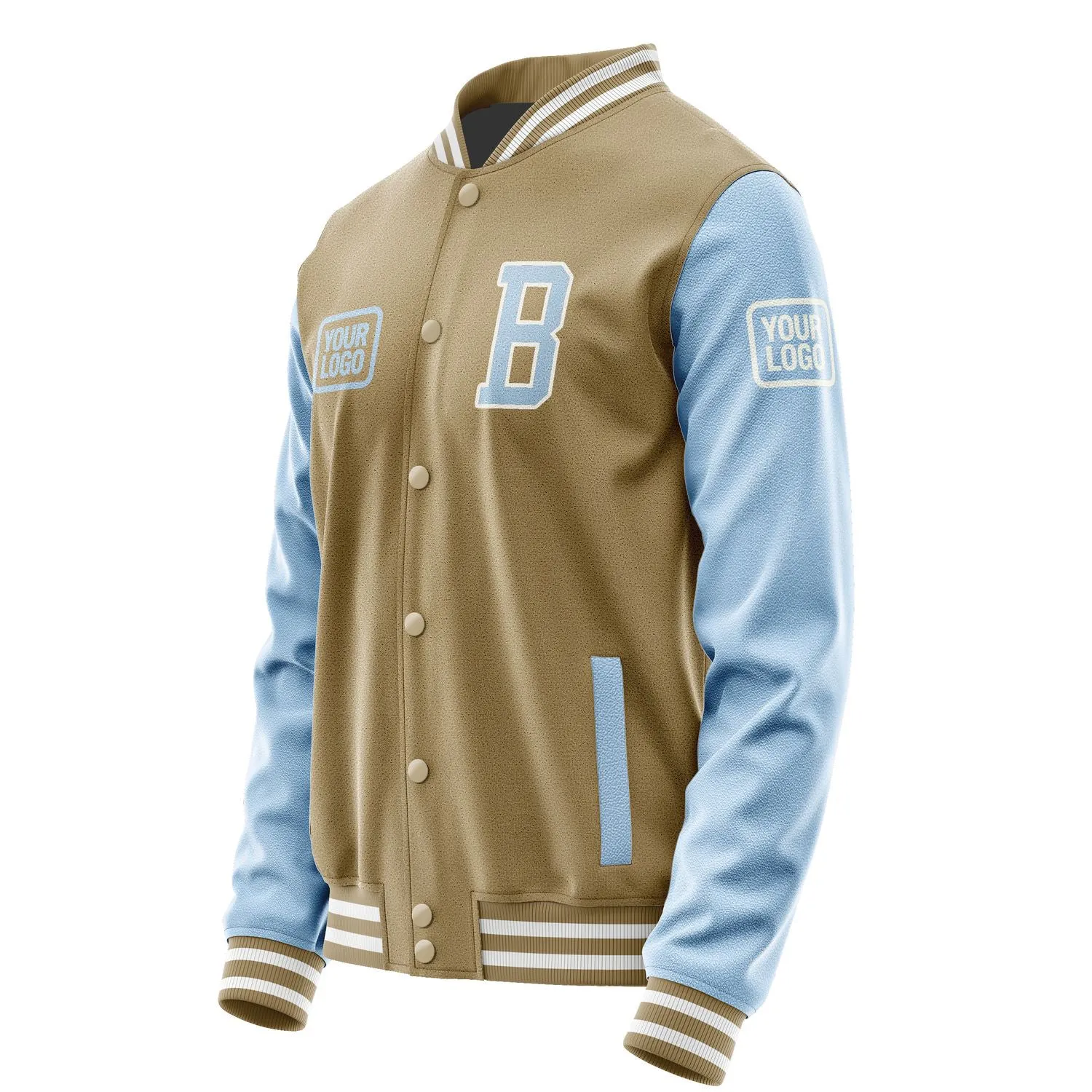 Custom Light Khaki Light Blue Jacket