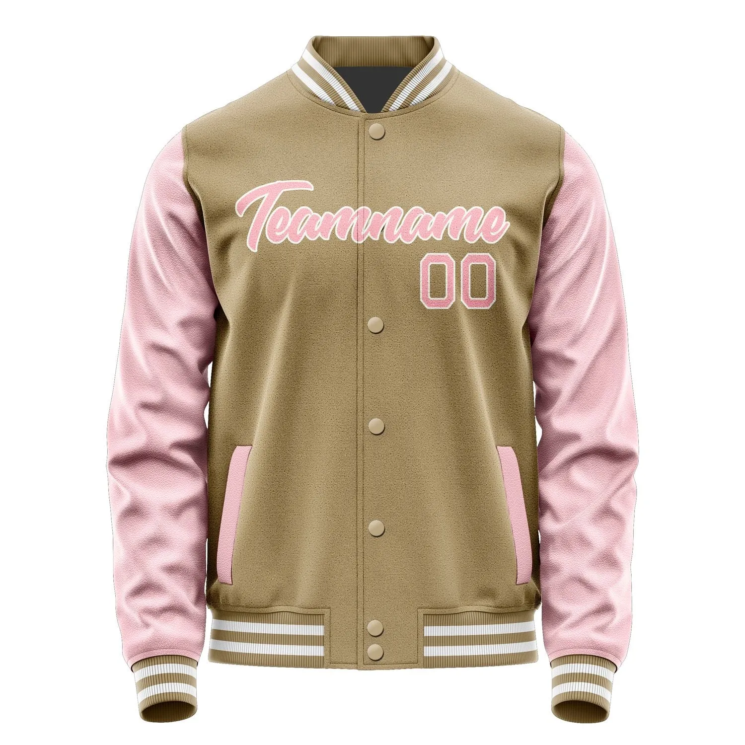 Custom Light Khaki Light Pink Jacket
