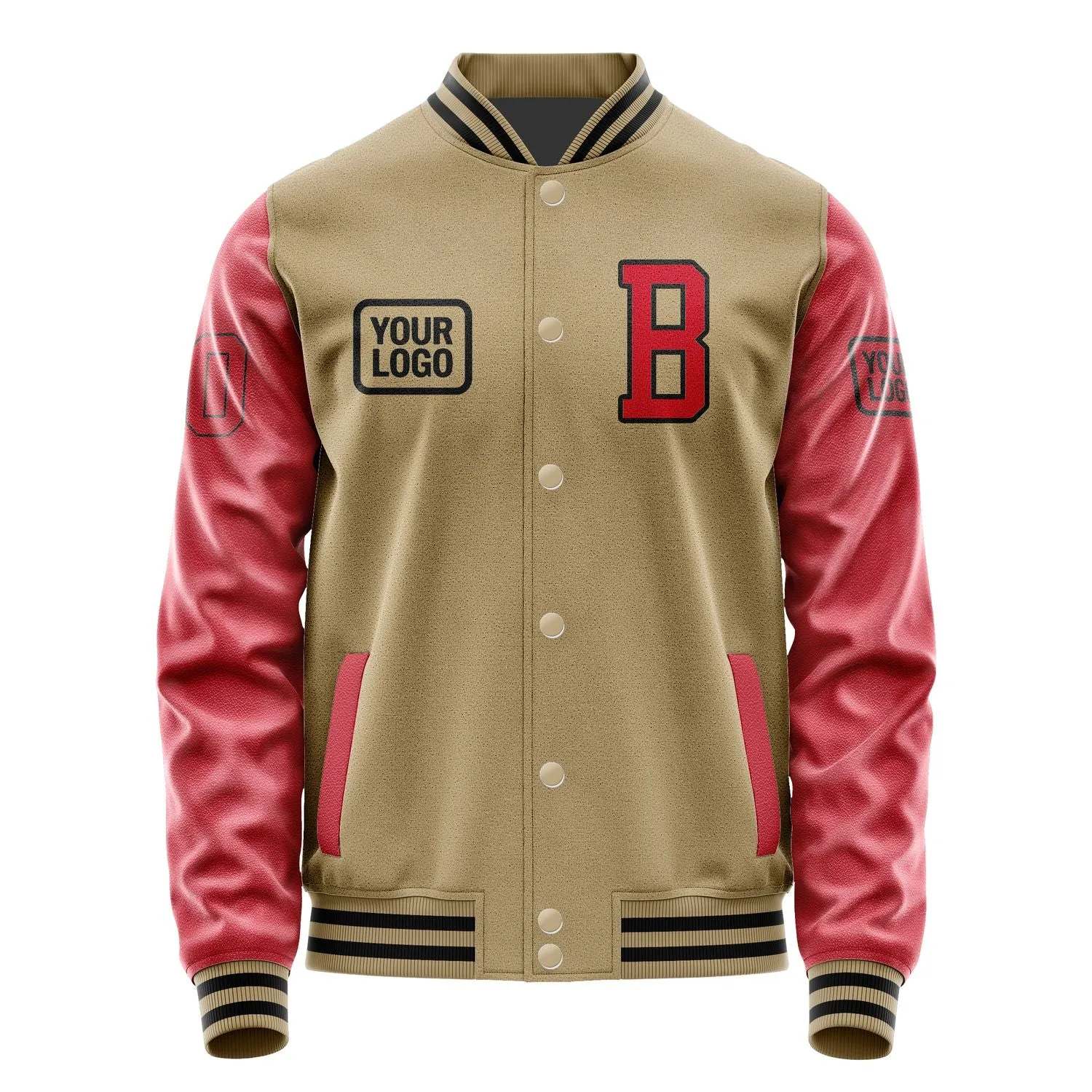 Custom Light Khaki Red Jacket