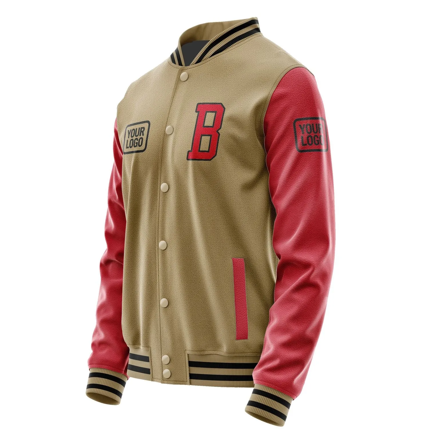 Custom Light Khaki Red Jacket