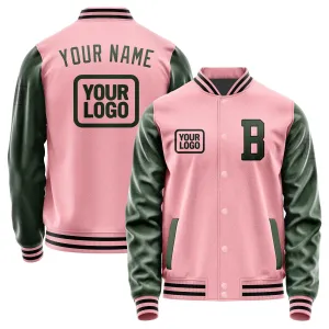 Custom Light Pink Dark Green Jacket