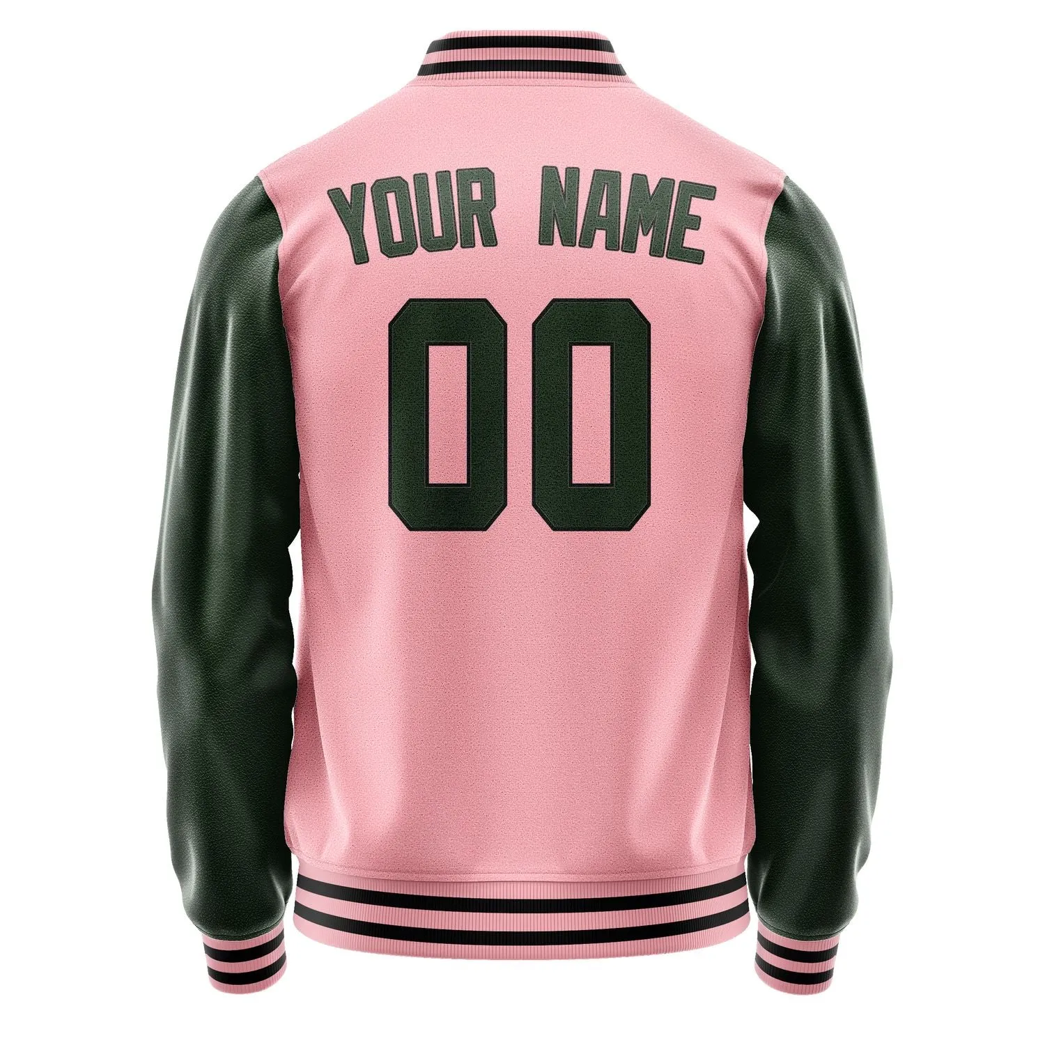Custom Light Pink Dark Green Jacket