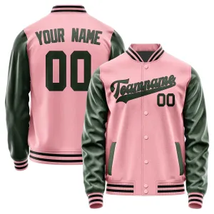 Custom Light Pink Dark Green Jacket