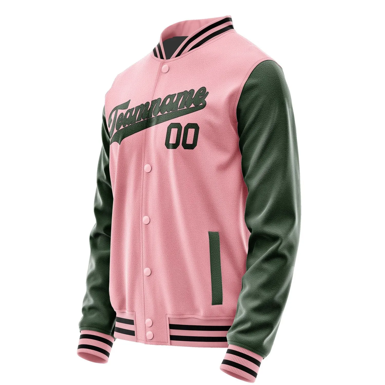 Custom Light Pink Dark Green Jacket