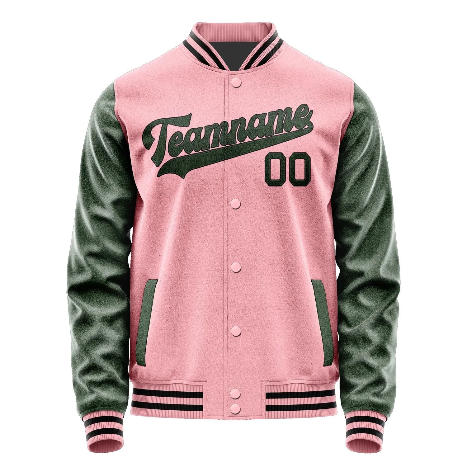 Custom Light Pink Dark Green Jacket