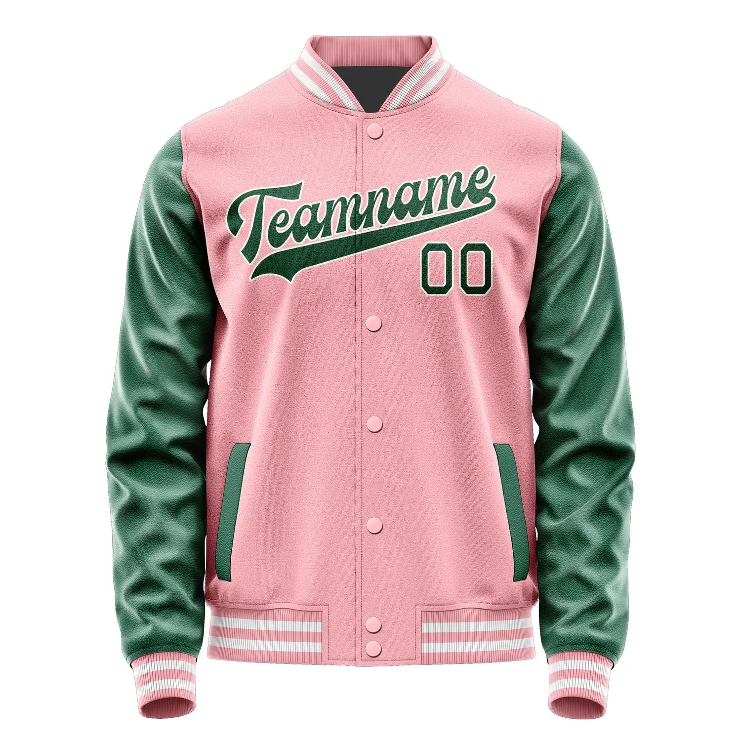 Custom Light Pink Green Jacket