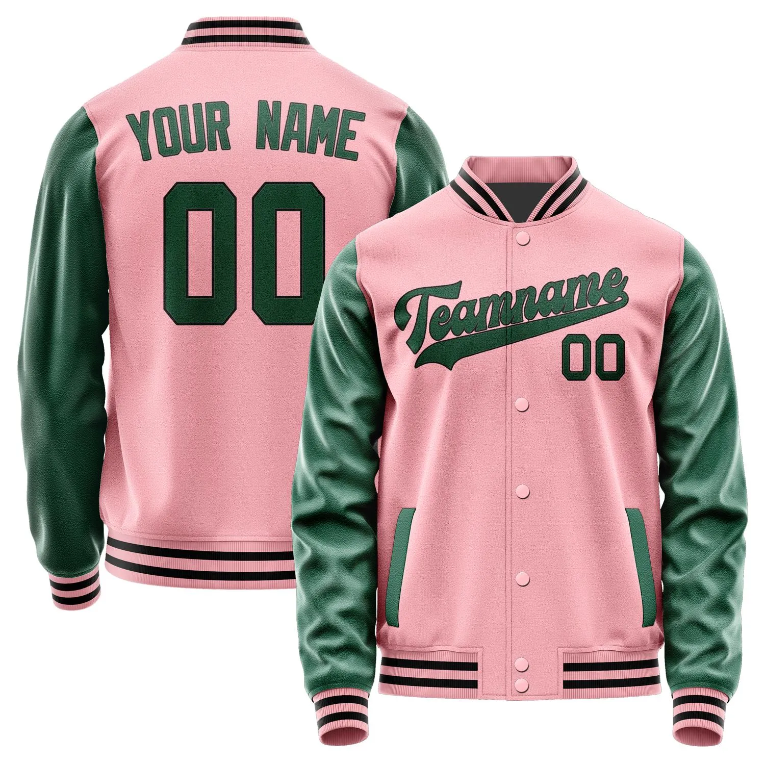 Custom Light Pink Green Jacket
