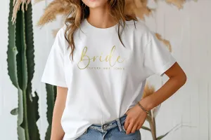 Cute Future Mrs T Shirt with Gold - Custom Made Personalised Engagement Present for Your Best Friend