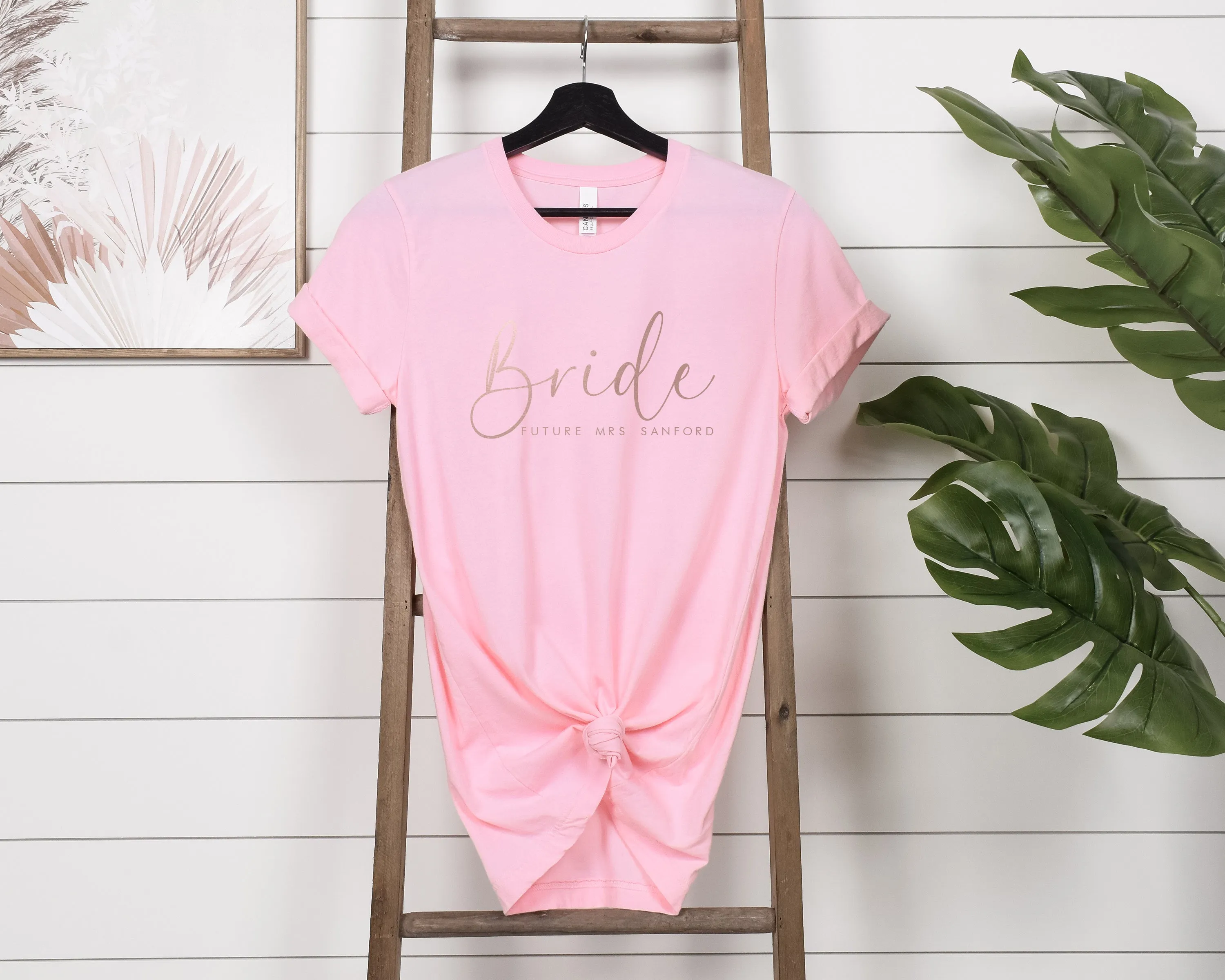 Cute Future Mrs T Shirt with Gold - Custom Made Personalised Engagement Present for Your Best Friend