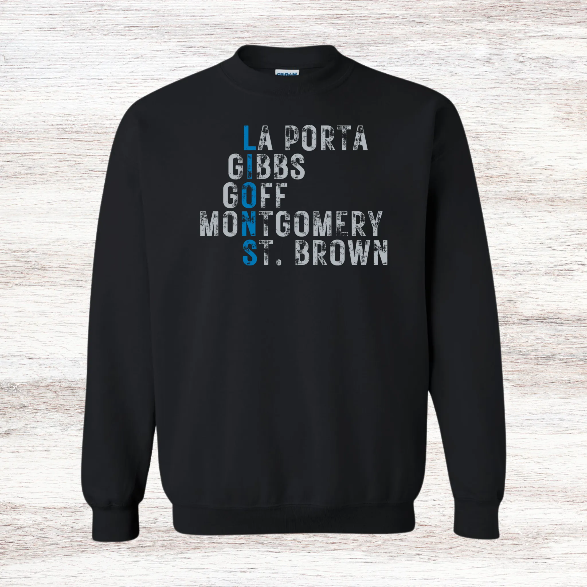 Detroit Lions Players Names Typography Crewneck Sweatshirt
