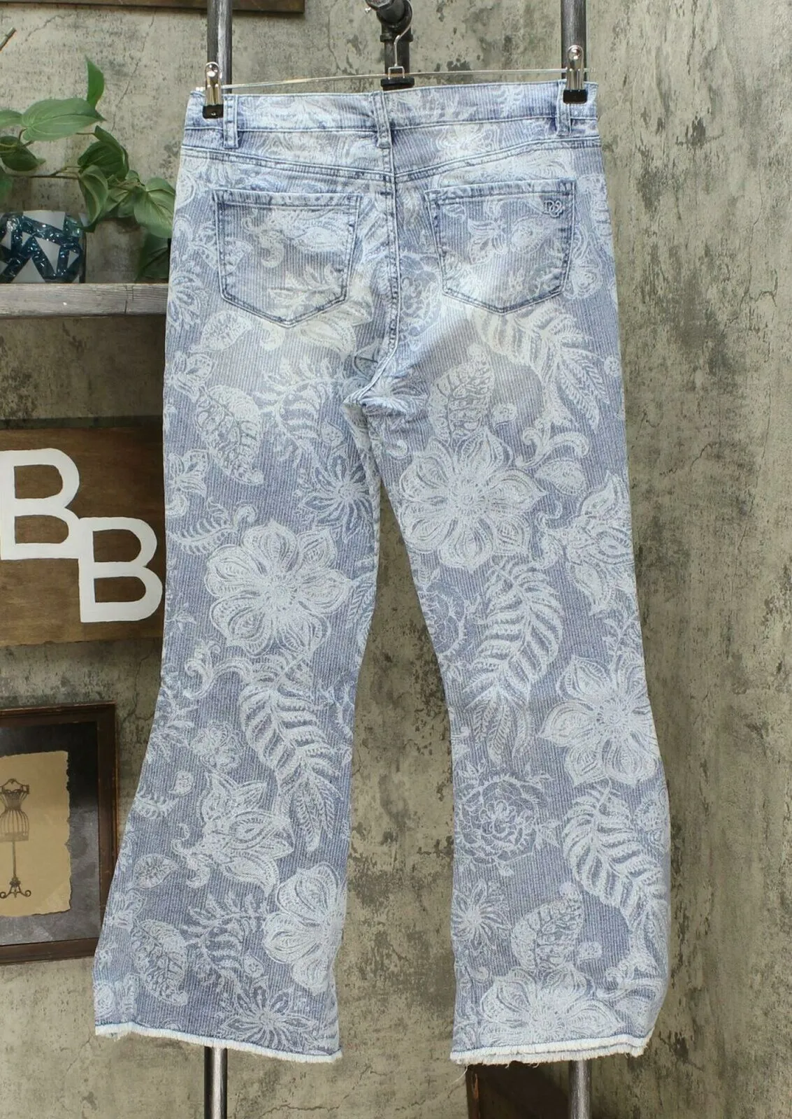 DG2 by Diane Gilman By Petite Classic Stretch Printed Flare Jeans Chambray 10P