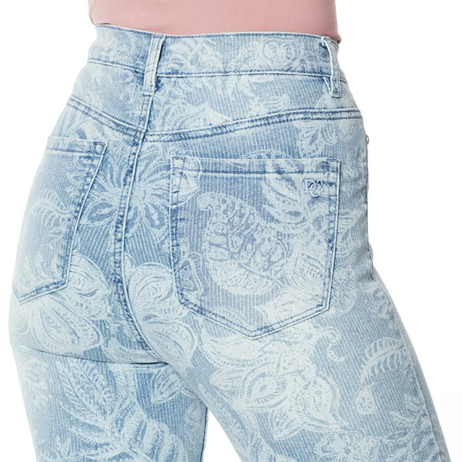 DG2 by Diane Gilman Women's Classic Stretch Printed Flare Jeans