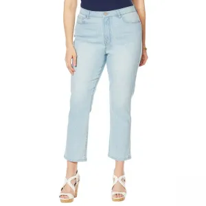 DG2 by Diane Gilman Women's Plus Size Classic Pinstripe Crop Jeans