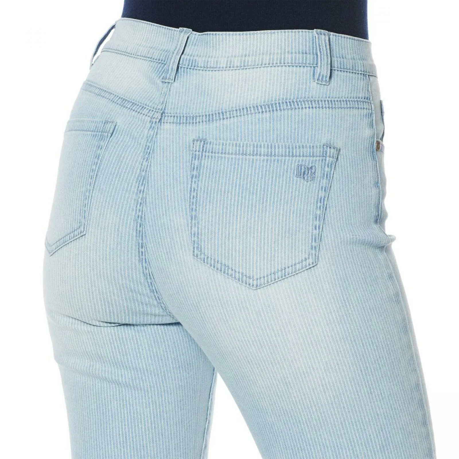 DG2 by Diane Gilman Women's Plus Size Classic Pinstripe Crop Jeans