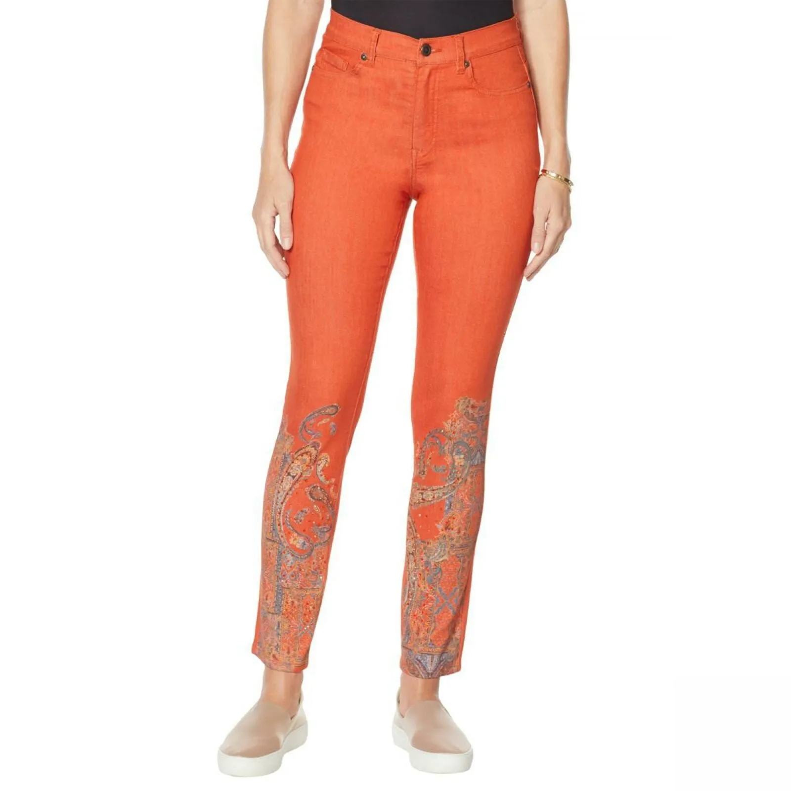 DG2 by Diane Gilman Women's Plus Size Classic Stretch Artwork Printed Jeans