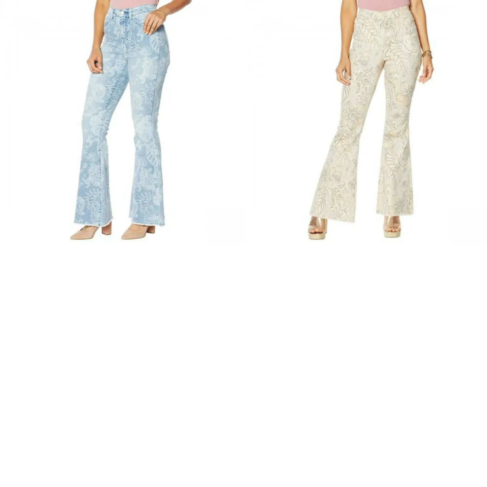 DG2 by Diane Gilman Women's Printed Flare Jeans