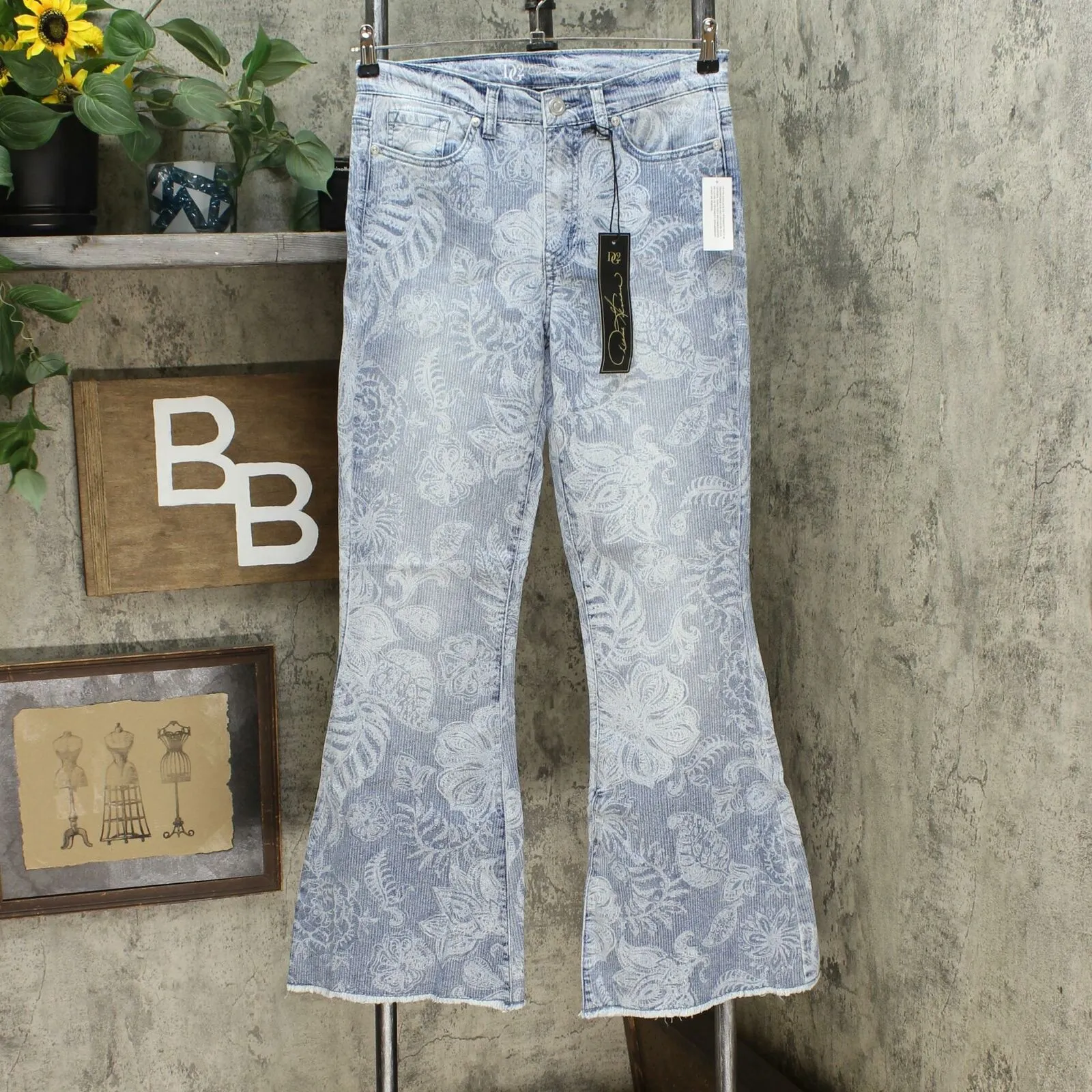DG2 by Diane Gilman Women's Printed Flare Jeans