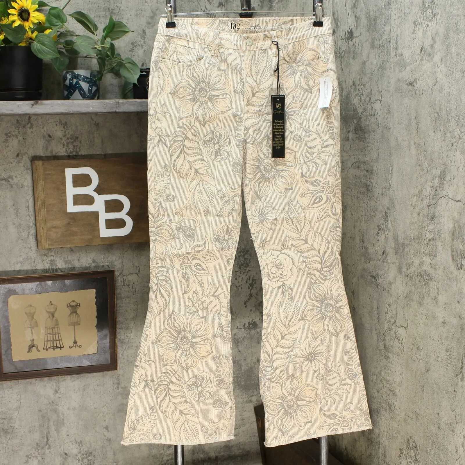 DG2 by Diane Gilman Women's Printed Flare Jeans