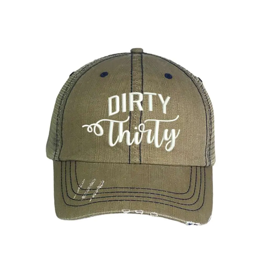 Dirty Thirty Embroidered Distressed Trucker Hat