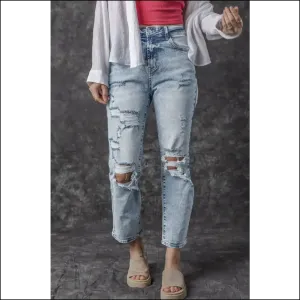 Distressed High Waist Jeans: where your Curves Meet Existential Dread 😂👖