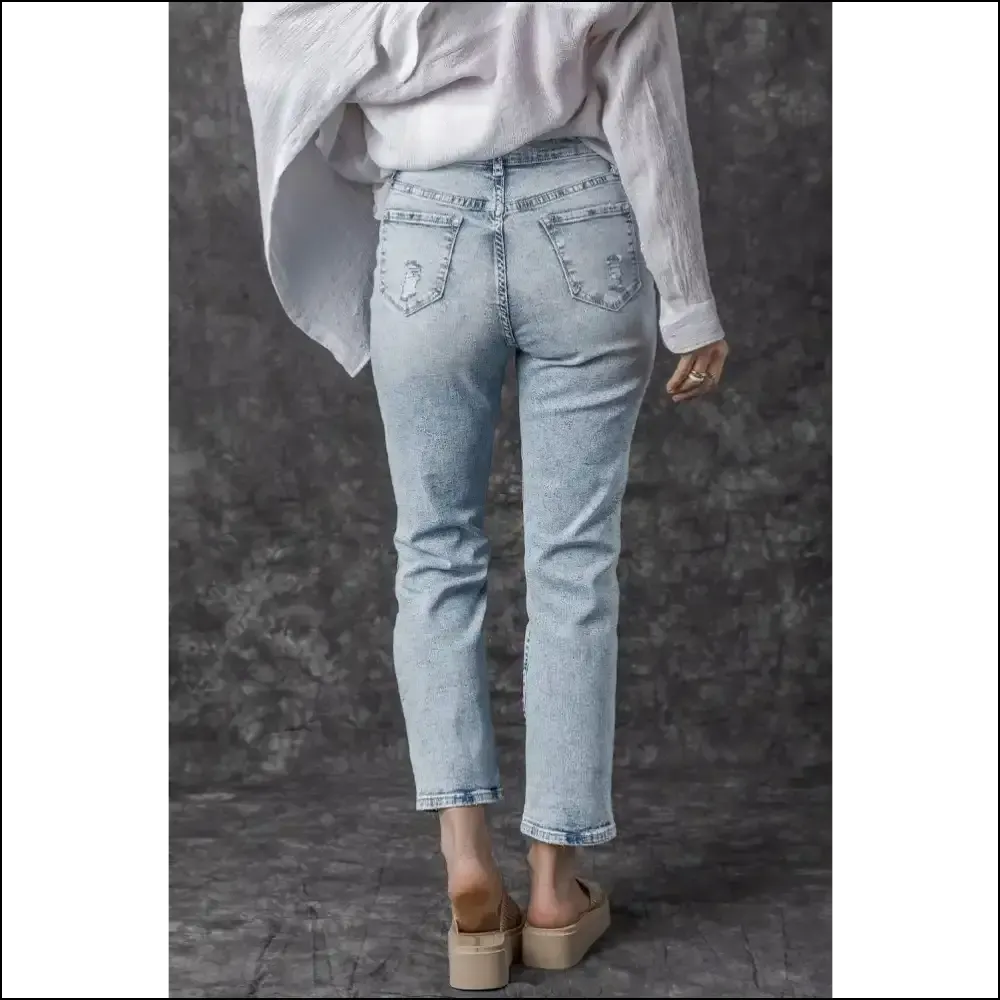 Distressed High Waist Jeans: where your Curves Meet Existential Dread 😂👖