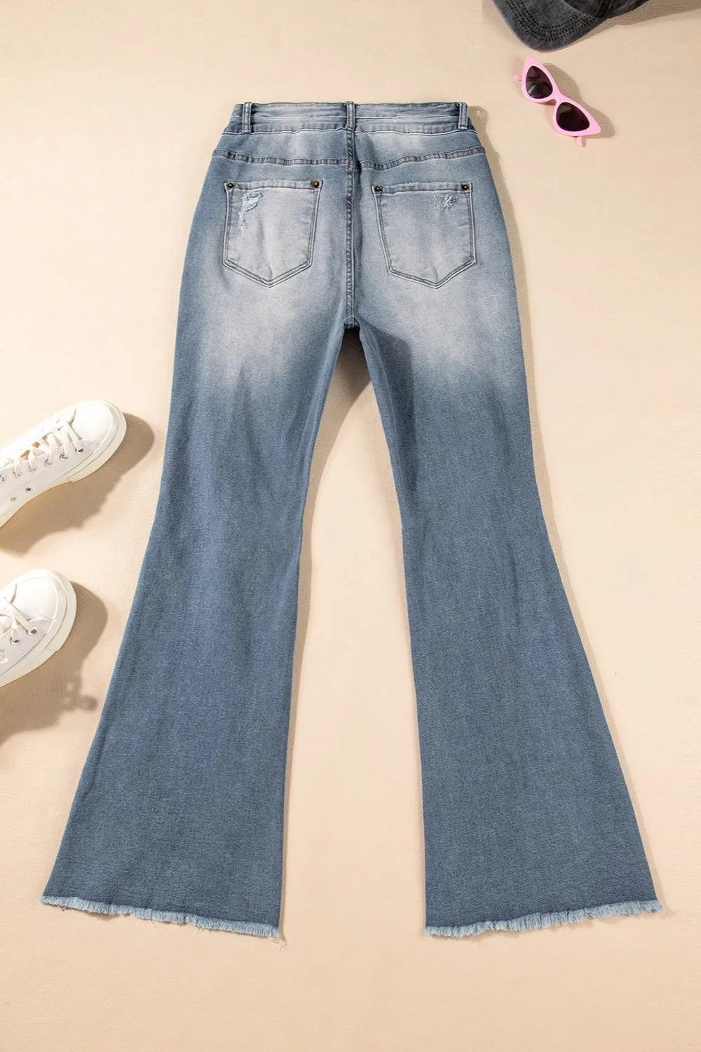 Distressed Raw Hem Bootcut Jeans for Women Stylish Fit